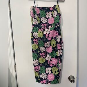 J Crew Floral Strapless fitted dress